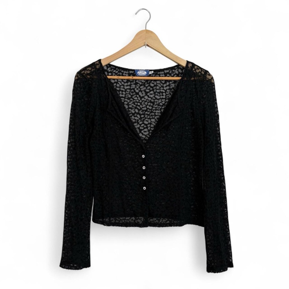 Vintage Blugirl Blumarine Black Lace Mesh Cardigan Top
